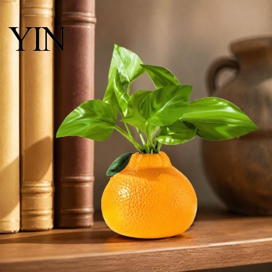 Hydroponik-Efeutopf Orangenförmige Vase, Dekorativer Hydroponik Kreativer Blumenbehälter, Kleiner Schreibtisch-Pflanztopf für Wohnzimmer Bücherregal