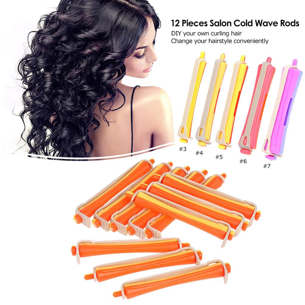 12 Pieces Salon Cold Rods Hair Roller With Rubber Band Curling Curler Perms Hairdressing Styling Tool for Girls Women Hair