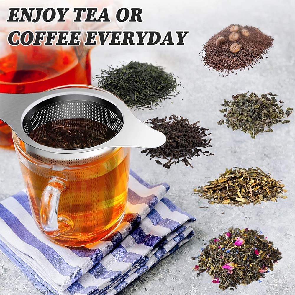 Detachable Fine Mesh Tea Infuser Stainless Steel Coffee Filter with Lid,Double Handle Leak-Proof Hanging Cup Strainer Durable