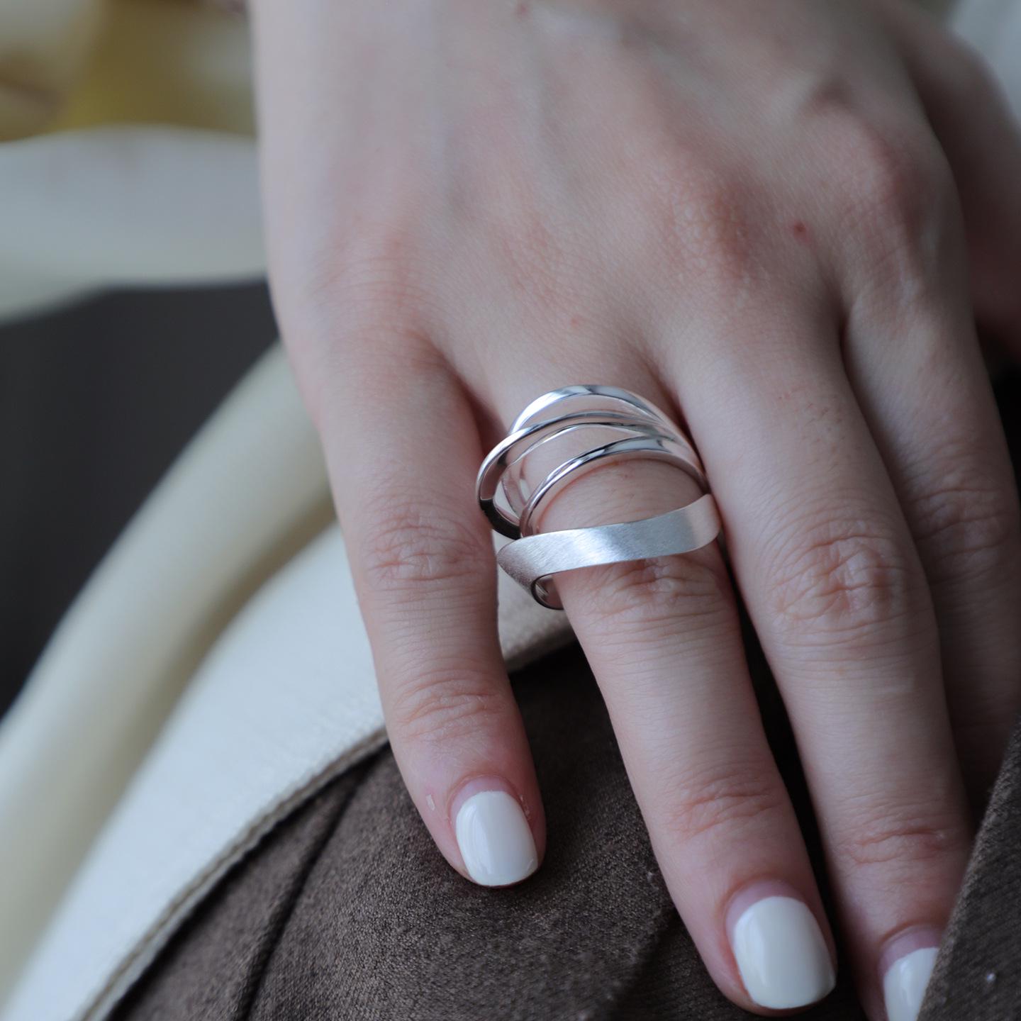 

Жіночий універсальний кільце з відкритим пальцем з геометричними лініями – Модний та трендовий дизайн для вказівного пальця Adjustable Open