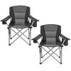 Sillas de Camping de Gran Tamaño, Soporte Resistente de 204 kg, Sillas de Campamento Plegables Portátiles con Respaldo y Reposabrazos Acolchados, Portavasos y Bolsillo Lateral, Nevera