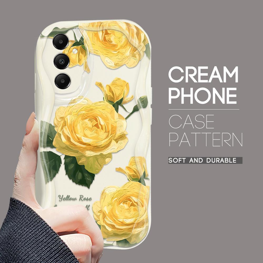 Cute Cartoon Pattern Cream Texture Casing Wavy Edge Soft Silicone Cover Phone Case for Samsung