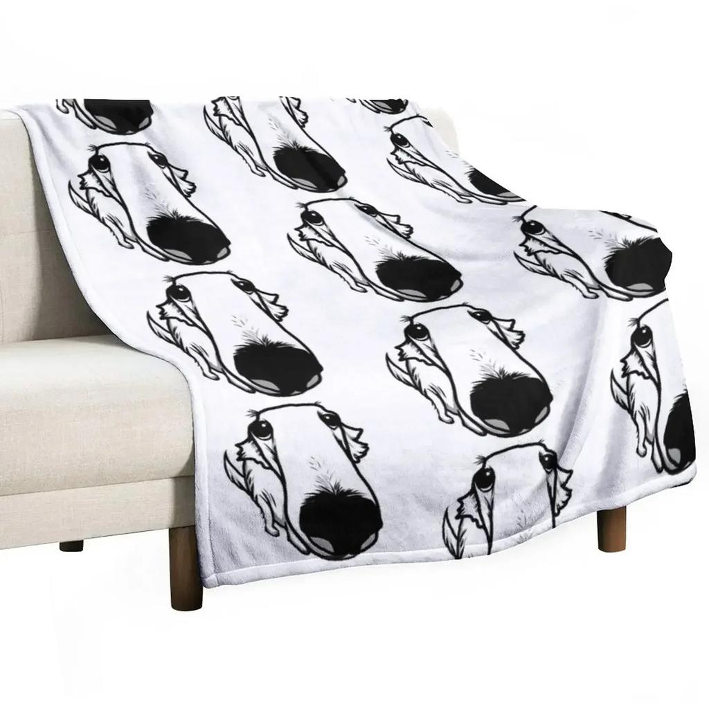 Cute Borzoi, Long Faced Dog Throw Blanket Personalized Gift Soft wednesday Soft Plaid warm winter for sofa Blankets