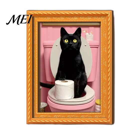 Protective Transparent Picture Covers Funny Wooden Fridge Magnets Frame, Retro Cute Cat Pattern Magnetic Refrigerator DIY Photo Display for