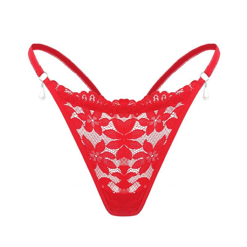 Cross-border New Product Pearl Pendant Women's Underwear Foreign Trade Amazon Specializes In Multi-color Low-rise Lace Women's Thong