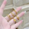 Medieval Vintage Water Drop Zircon Hammer Pattern Love Copper Coin Open Ring Personality Niche High Sense Ring Woman