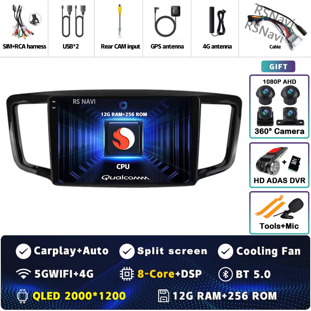 Android 14 Carplay Auto For Honda Odyssey 5 RC 2013 - 2019 Car Radio 4GWIFI Player Multimedia Srereo 360 Camera Navigation Video