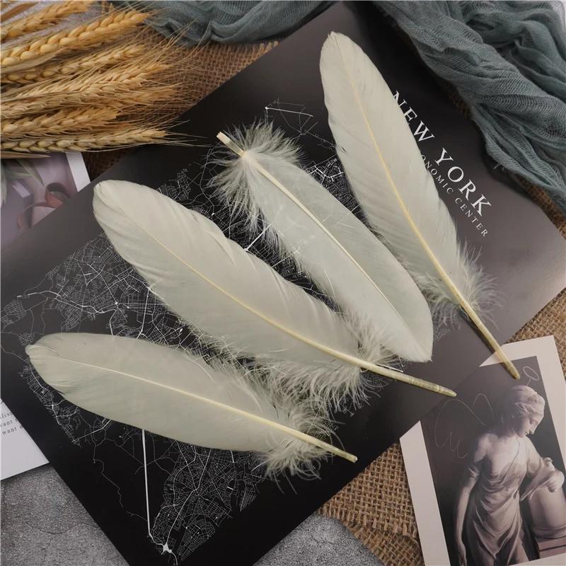 

15-20см Жесткие Стержни Гусиные Перья Натуральные Лебяжьи Плюмаж Аксессуары для Рукоделия Красочное Украшение из Перьев Ловца Снов 20Pcs кремовый