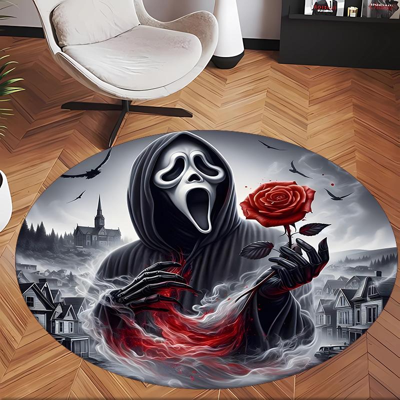Ghostface (1) Tapis de Bureau Rond Tapis de Sol Décoratif pour Bureau Chambre Salon et Espace Maison