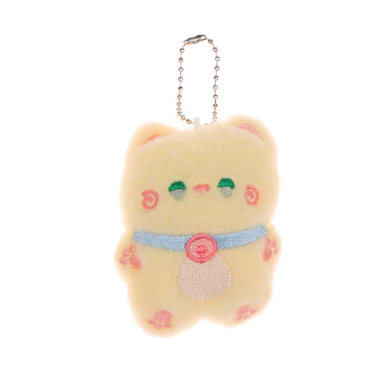 Cartoon Plush Cat Doll Squeaky Toy Stuffed Animal Doll Keychain Cute Bag Pendant Backpack Charms Key Holder Couple Gifts