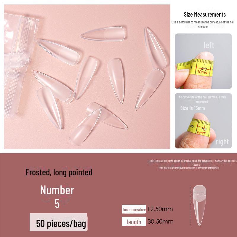 "50-delige Naadloze Transparante Trapeziumvormige Gematteerde Puntige Enkele Maat Nageltips" (0-11) voor Salons"