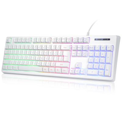 HUO JI Gaming USB with Numeric Quiet RGB 104 Membrane English Floating Compatible with Ergonomic 25 Key 50 Million Keys Durability Keyboard, Wired,
