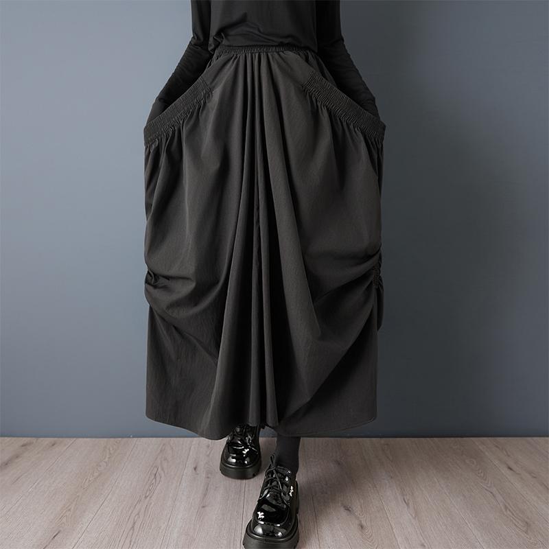 

Большие размеры Высокая талия винтаж Весна осень повседневная свободная длинная для женщин юбки женская юбка чёрный