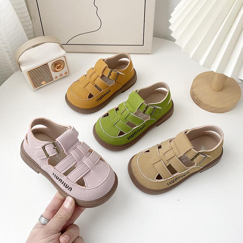 Children's Baotou Sandals Summer New Soft Bottom Girls' Hollow Beach Shoes Boys' Weaving Roman Buchen Shoes