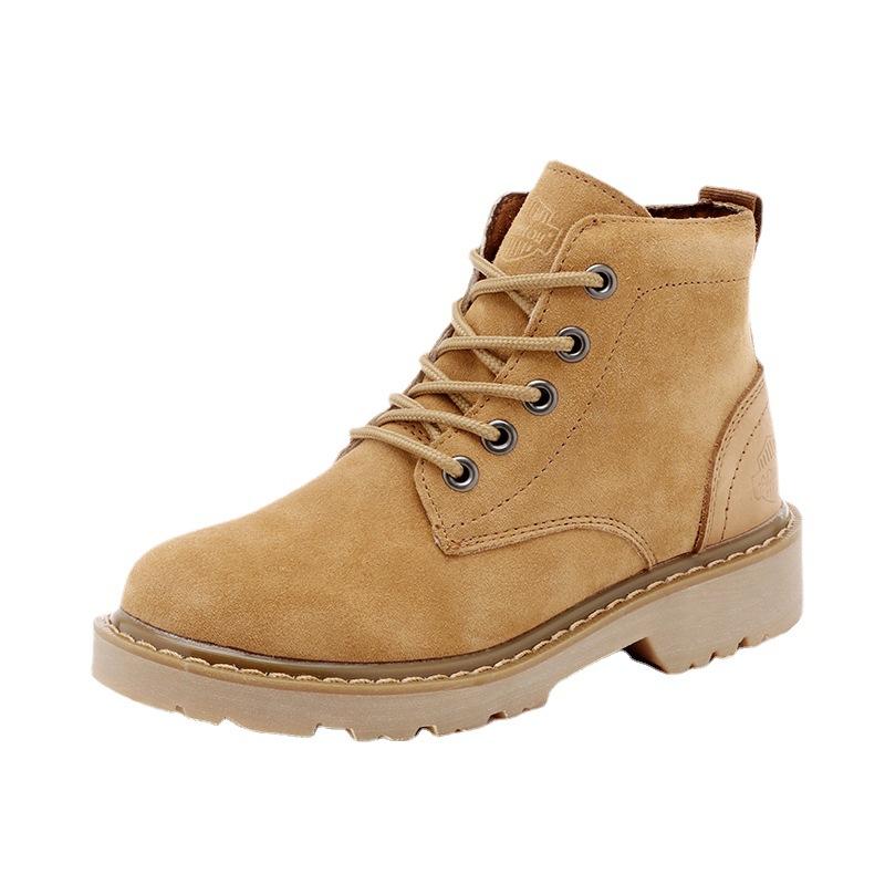 Outdoor Martin Boots Women'S British Short Boots Thick Heel Leather Locomotive Boots Lace-Up Women'S Boots Couple Outdoor Tooling Boots Men'S Boots