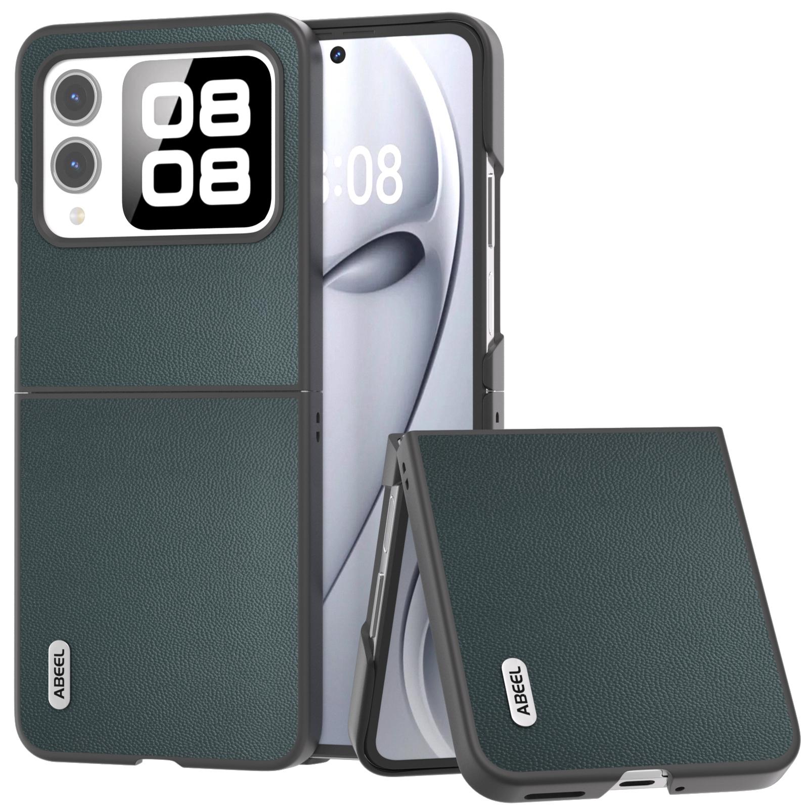 

ABEEL For Huawei nova Flip 5G Case Anti-Drop Genuine Cow Leather PC Phone Cover A