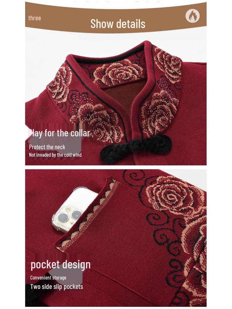 2024 New Autumn/Winter Tang Suit for Elderly Women - Grandma's Top