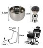 Cobalt Planet Men's Shaving Brush Set, Odorless Nylon Bristles, Brush, Stand, and Soap Bowl (Mirror Finish, 3-Piece Set)