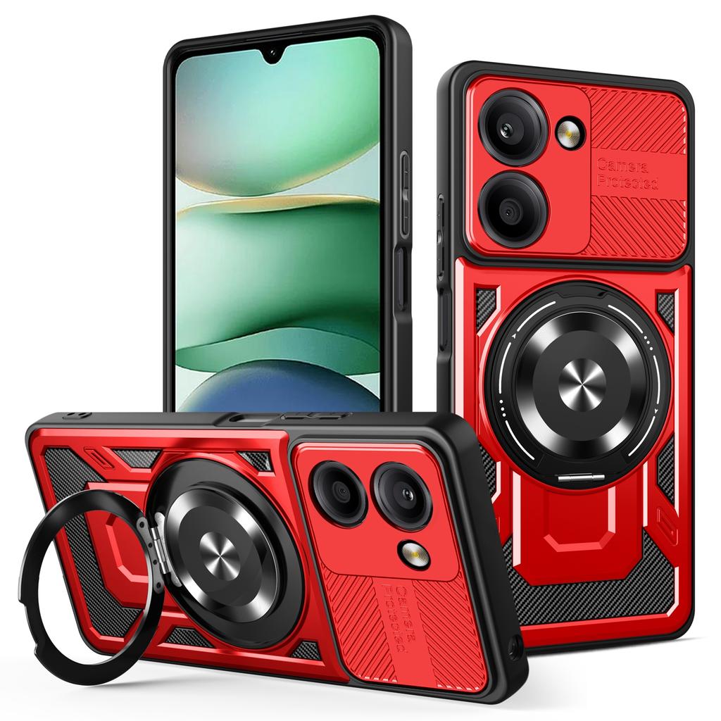 For Xiaomi Redmi A5 4G (171.7mm)/Poco C71 4G Magnetic Case Rotating Kickstand TPU+PC Phone Cover