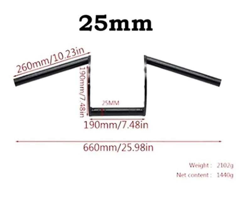 1 Inch Motorcycle Handlebars Robot Handlebars Harley Vulcan 400 800 Shadow 400 Drag Star 400 1100 Magna 250 750 Universal (25.4mm) Etc. (Black)