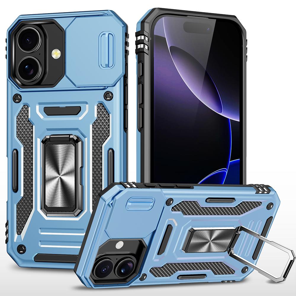 For iPhone 17 Case Kickstand Slide Lens Lid PC+TPU Drop
