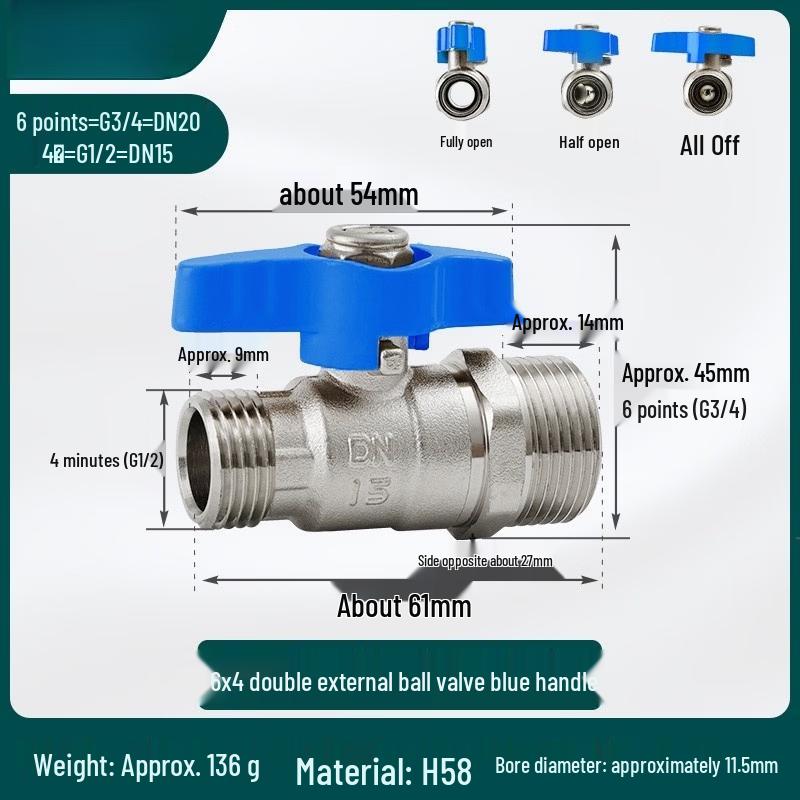 

Full Brass Internal & External Thread Ball Valve for Water Heaters
