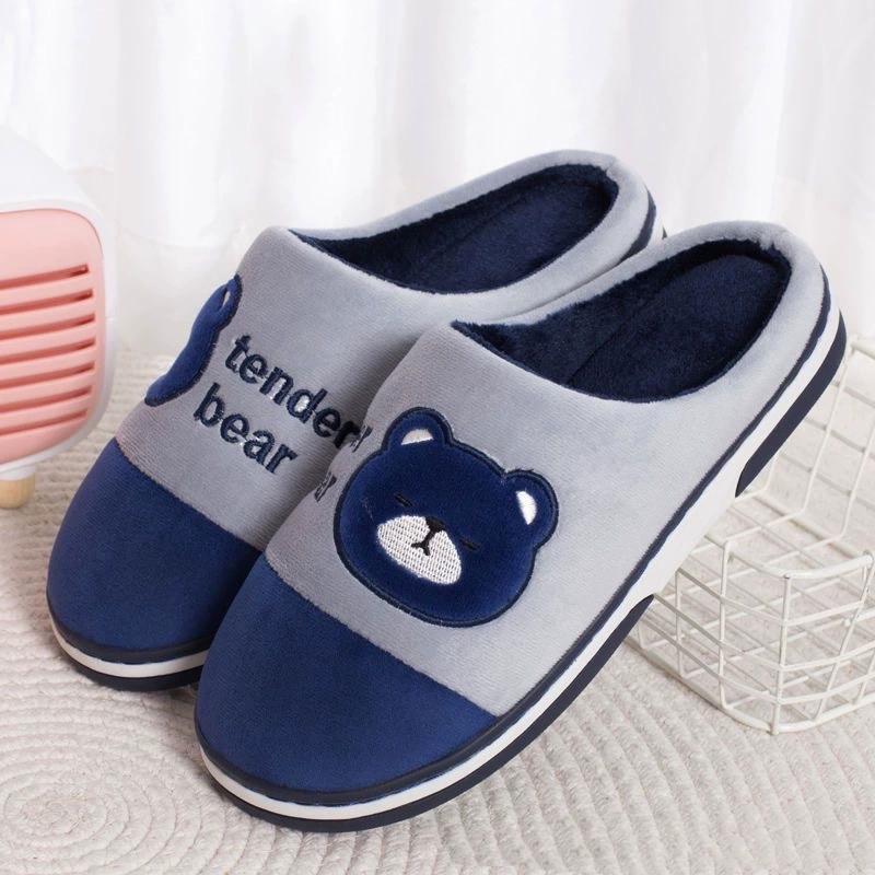 Warm Winter Cotton Slippers Plush Velvet for Men Women Thick Sole Large Sizes