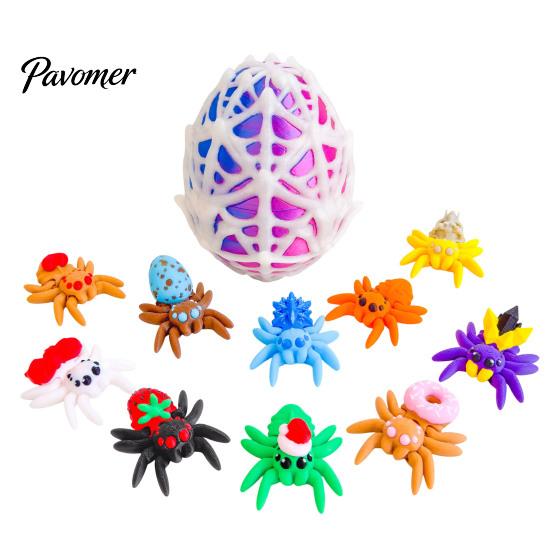 Collectible Spider Toys Halloween Figurine, 3D Printed Articulated Joint with Glow Spooky Home Decorations in Dark Eggs, Decor for Party, Sensory
