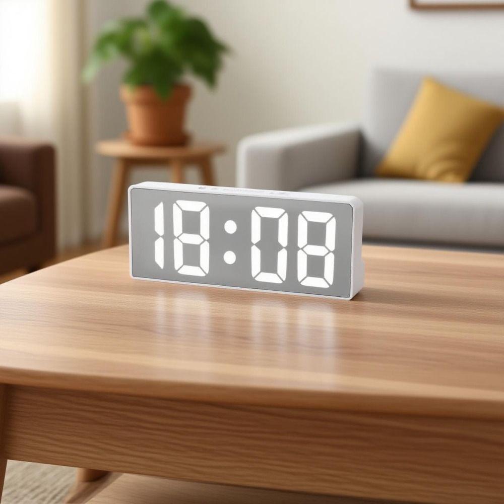 Temperature Display Electronic Table Clock Luminous Mirror LED Digital Clock  Office