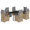 VidaXL 7-Piece Garden Dining Set with Cushions, Table and Chairs with Adjustable Backrest and Footrest, 3213459