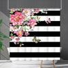 Shower Curtain Waterproof and Mildew-proof Digital Printing Horizontal Strip Plant Flower Printing Shower Curtain Partition Curtain Free Punching