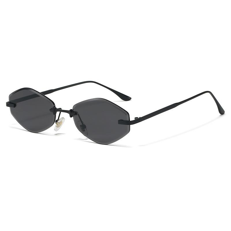 Fashion Rimless Sunglasses for Women Vintage Retro Trendy Design Metal Material Small Frame Vintage Rhombus Rimless UV400 Shades Men Eyeglasses
