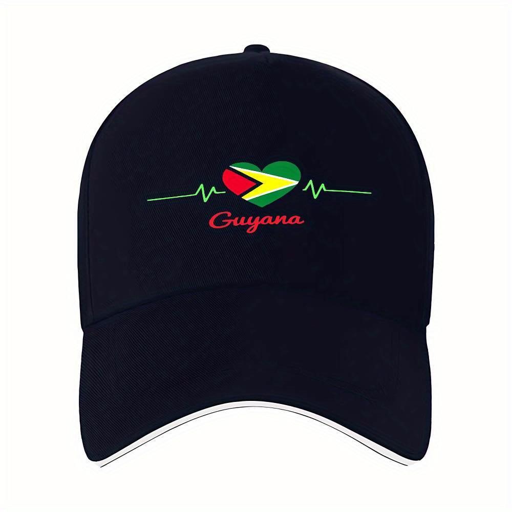 Guyana Flag Heartbeat Baseball Cap Unisex Polyester Patriotic Casual Sports Adjustable Headwear