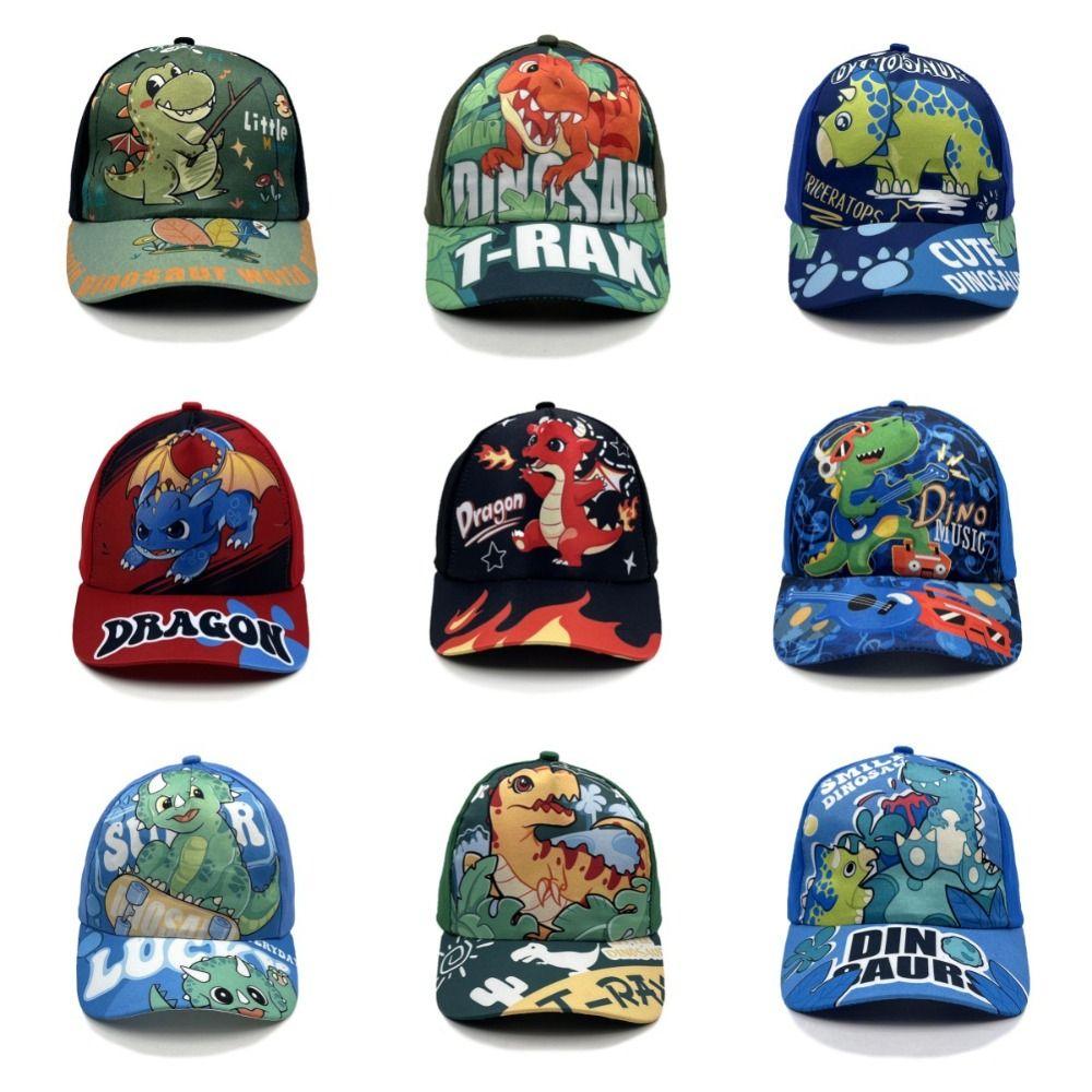 Breathable Cartoon Print Cap Cotton Child Sun Hat Fashion Kids Dinosaur Baseball Cap Gifts