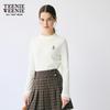 Teenie Weenie Women's Ribbed Stand Collar Long Sleeve T-shirt