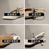 2025 new fashionable pointed one-word bag head sandals thick heel French cool slippers women's small fragrant explosive single shoes