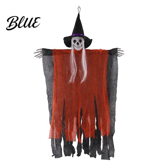 Haunted House Decorations 38" Halloween Hanging Witch Decoration Spooky Scary Flying Skeleton Ghost with Skull Decor for Outdoor Indoor Porch