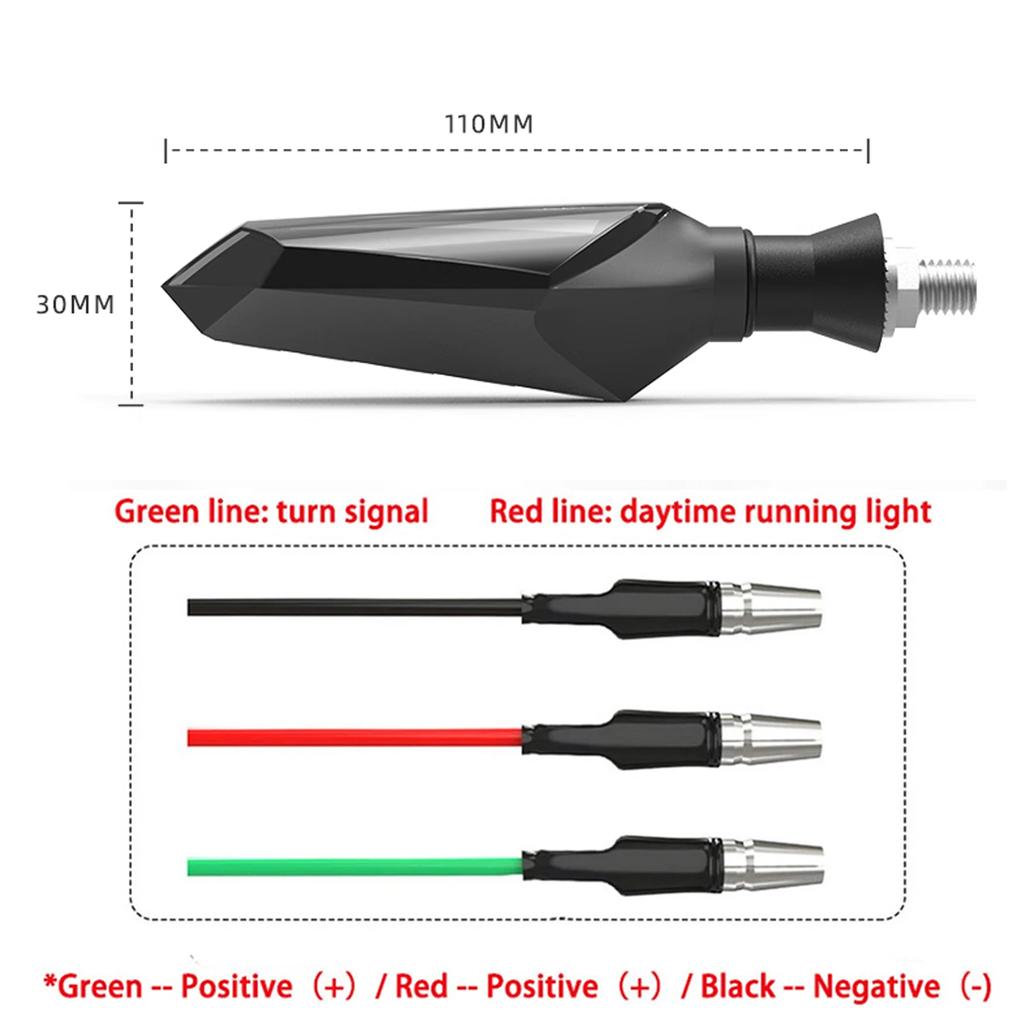 2PCS Motorcycle Flowing Turn Signal Lights, Super Bright DoubleSided LED Turn Signal Lamp &