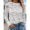 Autumn and Winter New Crew Neck Long-sleeve T-shirt with Full-body Printed Casual Fashion Women's Top