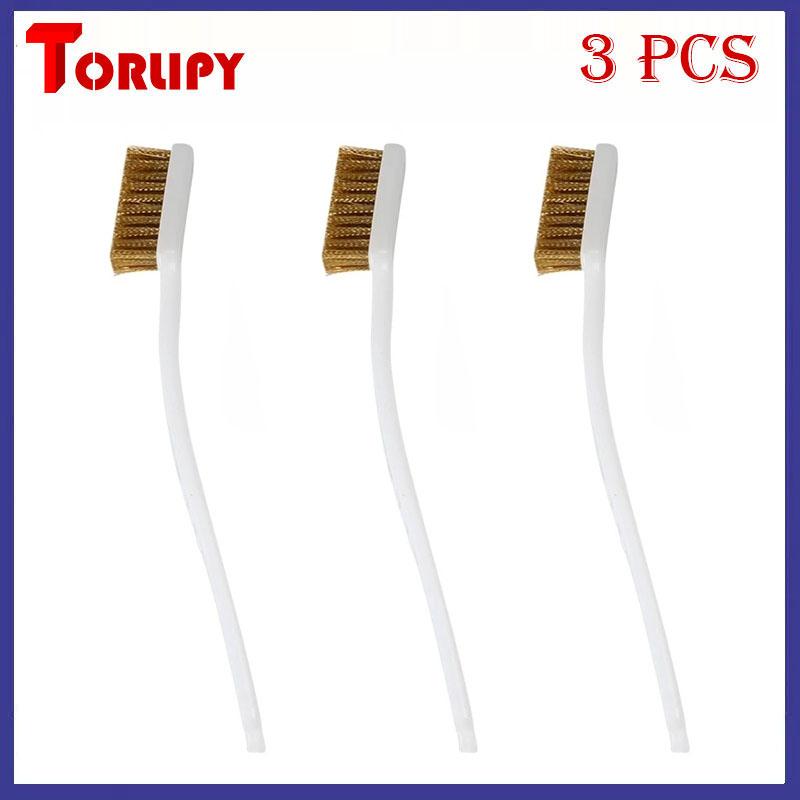 3D Printer Nozzle Cleaning Copper Wire Brush High Temperature Resistant Hotend Heater Block Hot Bed Cleaning Tool For 3D Printin White 3PCS