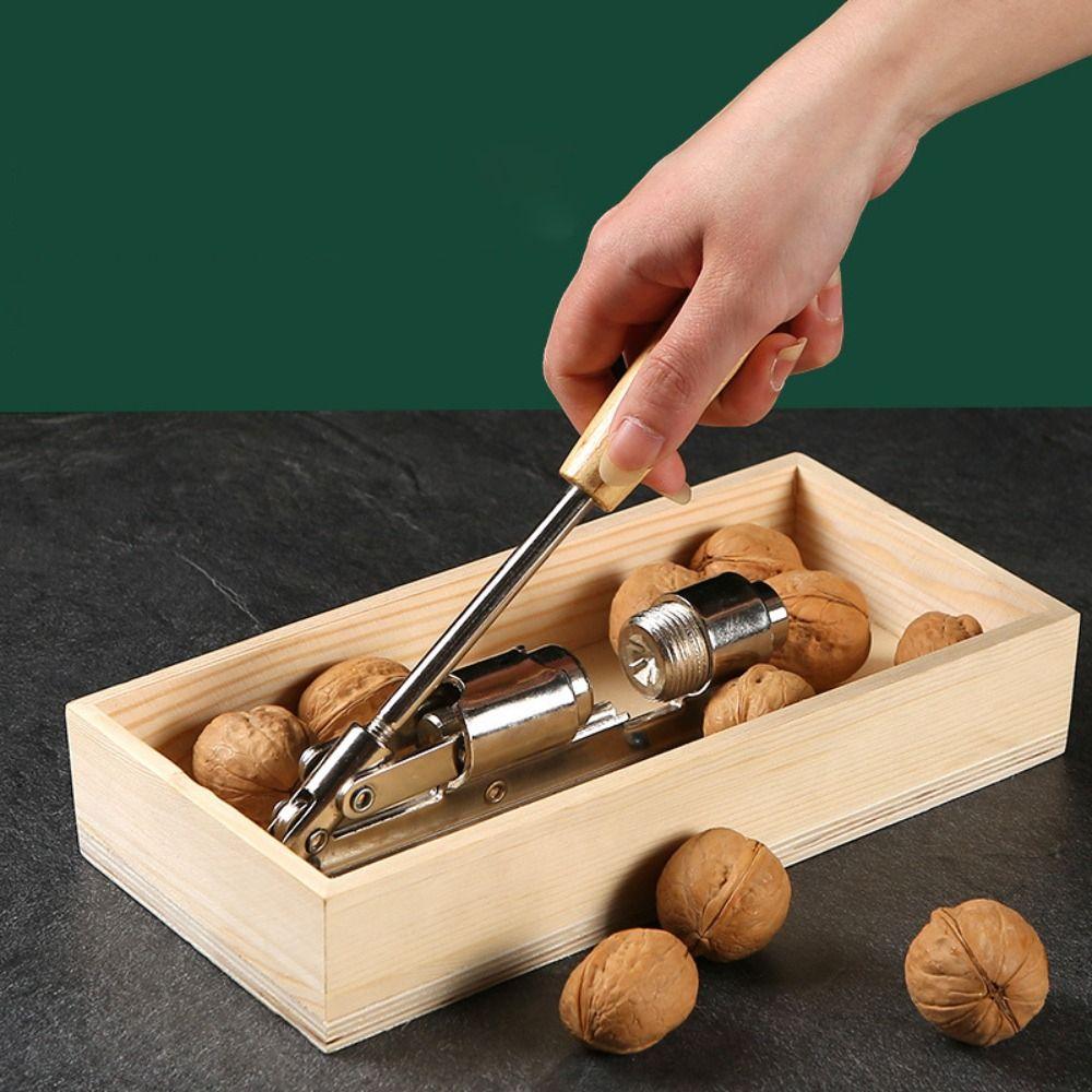 Kitchen Gadgets Manual Nut Cracker Stainless Steel Heavy Duty Walnut Shelling Machine With Storage Box Walnut Opener Children