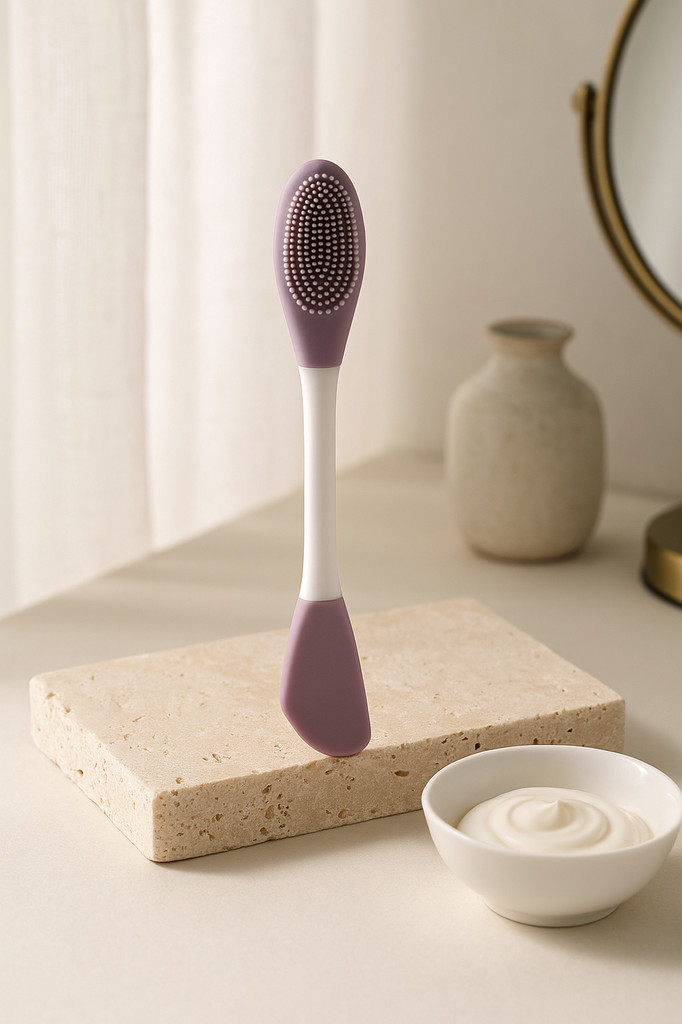 GECOMO Dvouhlavý štětec na masku Silikonový štětec na mytí obličeje Bahenní membrána Speciální škrabka potažená kosmetickým salonem Nástroje na čištění obličeje