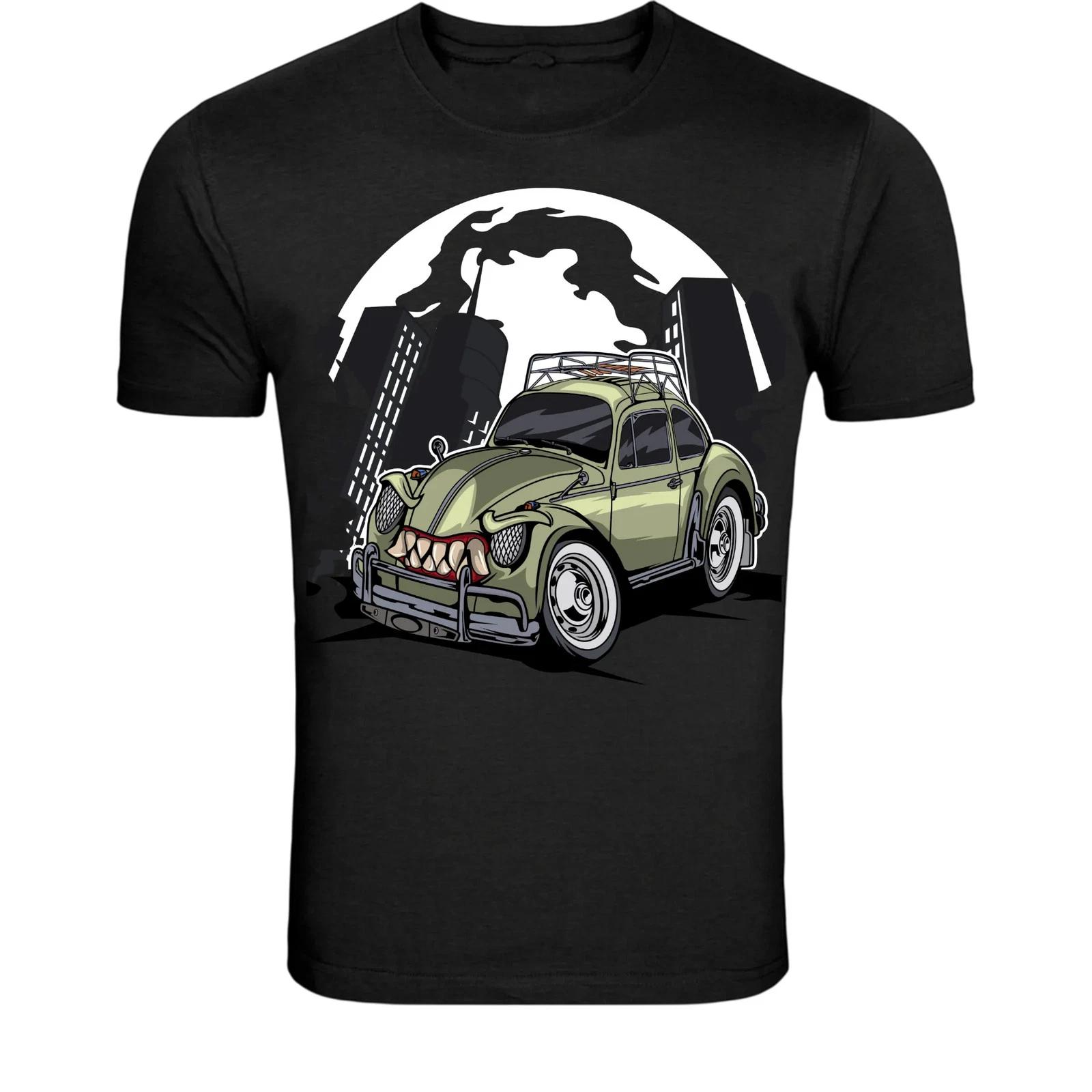 Monster Beetle Car T-Shirt - Crazy Cartoon Vintage Bug Car M