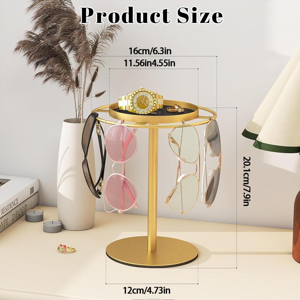New Rotating Sunglass Organizer Eye Glass Display Stand 360-degree Rotation With Tray Jewelry Storage Organizer Detachable Home