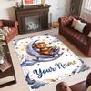 Alfombra de Terciopelo de Cristal con Temática de Osito de Peluche, Alfombrilla Suave para el Suelo con Nombre de Texto Personalizado, Decoración del Hogar