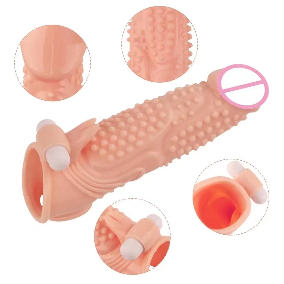 Realistický prodlužovač penisových rukávů Vibrační kroužek Návlek na penis Dick Zpoždění ejakulace Zpoždění ejakulace Opakovaně použitelný kondom Muži Sexuální hračky