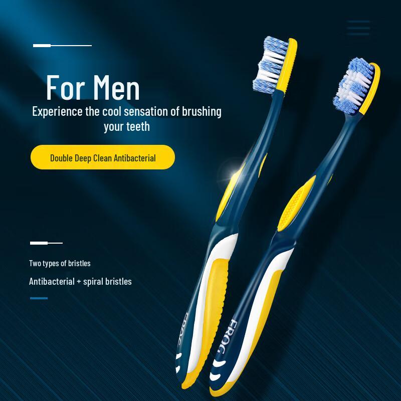 Зубная щетка Frog Dual-Effect+ 987 для мужчин, с мягкой угольной щетиной - Упаковка из 6 штук