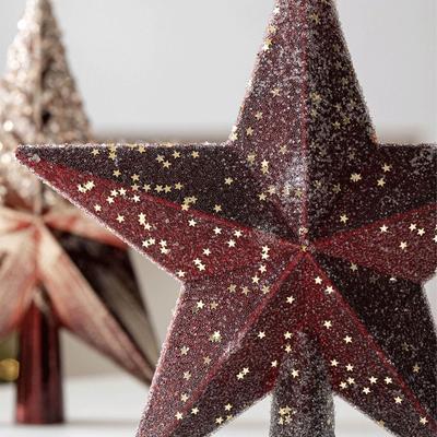 Retro Christmas Tree Topper Star Glitter Plastic Xmas Top Pentagram Ornament Reusable Christmas Tree Ornament Party Favors