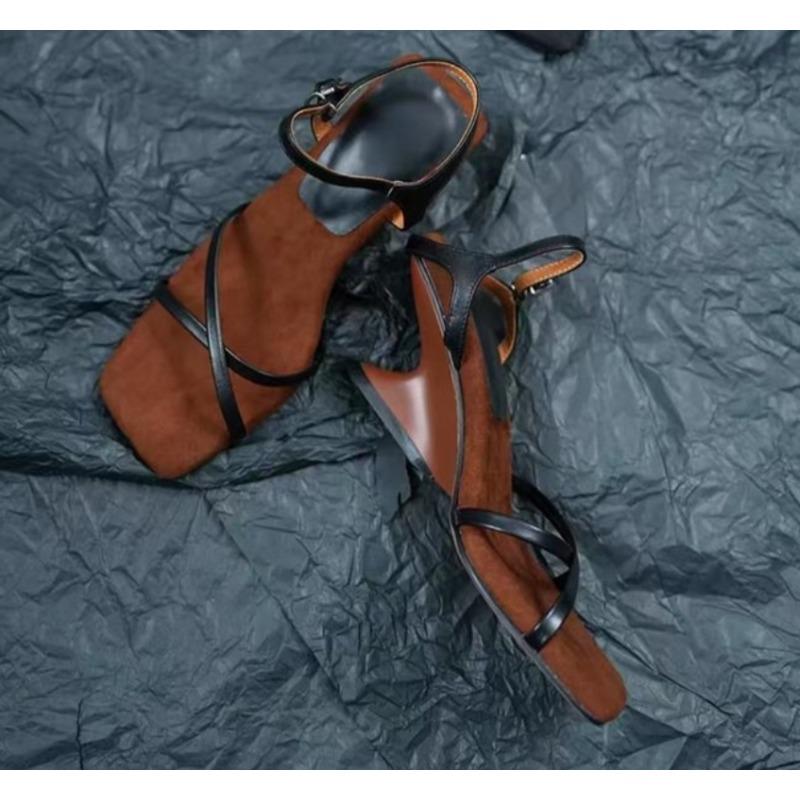 

Fashion New Style Designer Summer Narrow Band Heel Women Slippers Shoes Fashion Open Toe Shoes Design Style Banquet Party Sandals Shoes 35