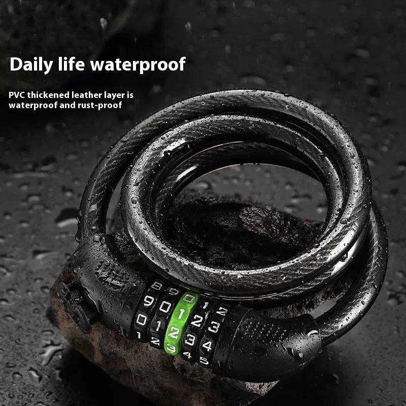 Combination Bicycle Cable Lock-5-Digit Winding Security Reset Cable Lock Bicycle Padlock Anti-Theft Accessories
